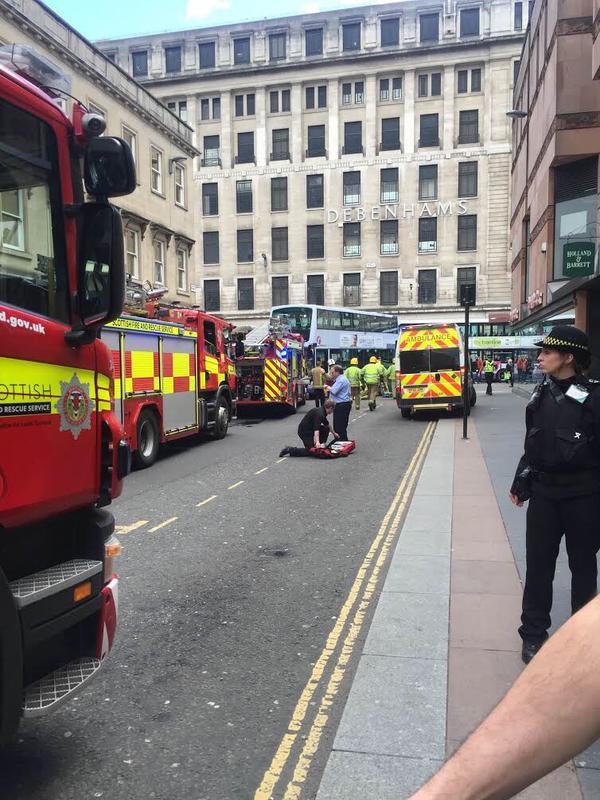 The scene of the crash in Glasgow city centre - pic by Pip Nicoletti