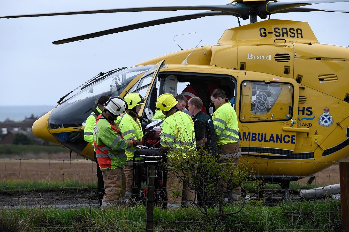 A man had to be airlifted to hospital but is not believed to be seriously injured