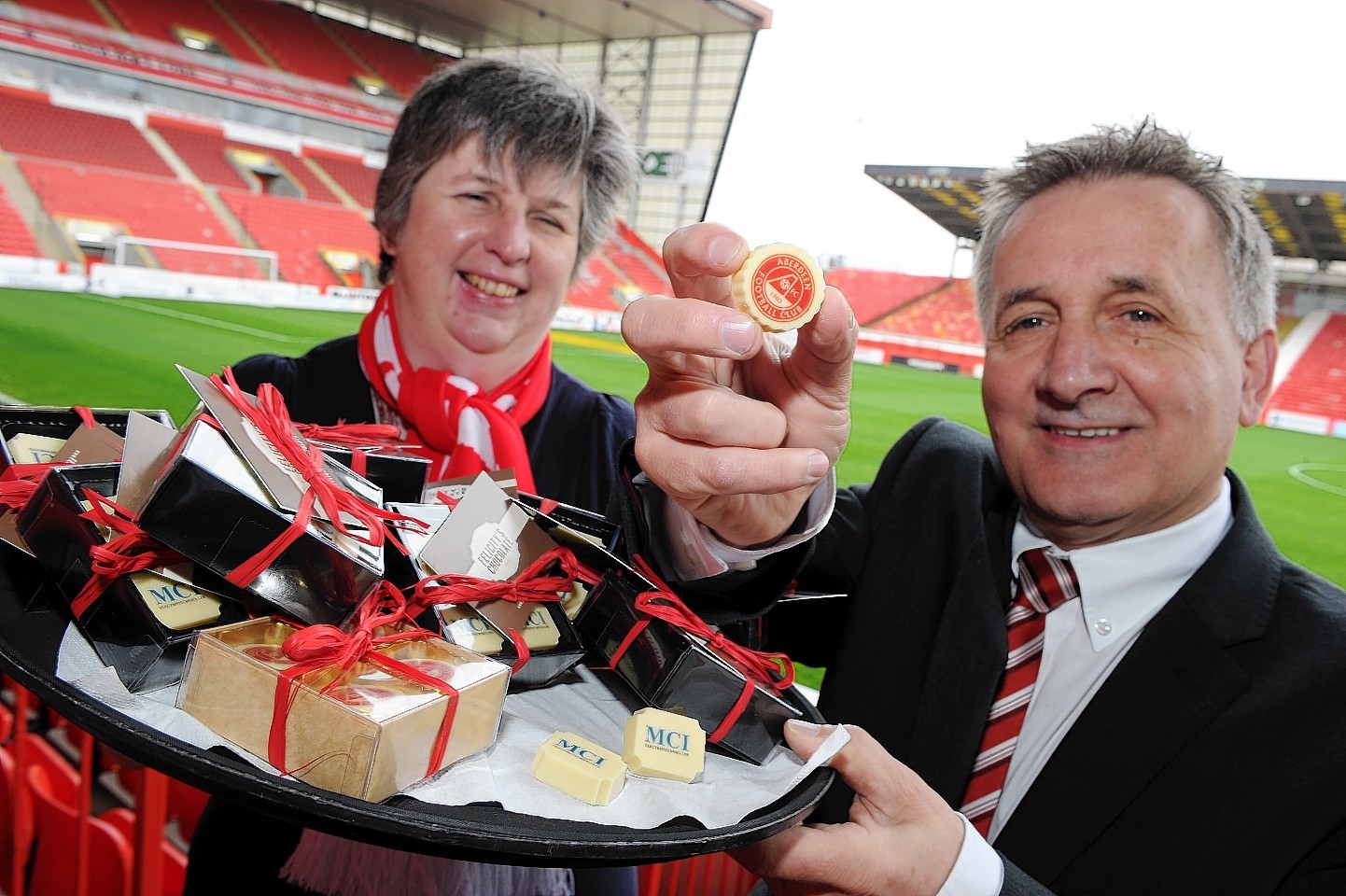 Aberdeen FC vice chairman George Yule with Felicity Macdonald