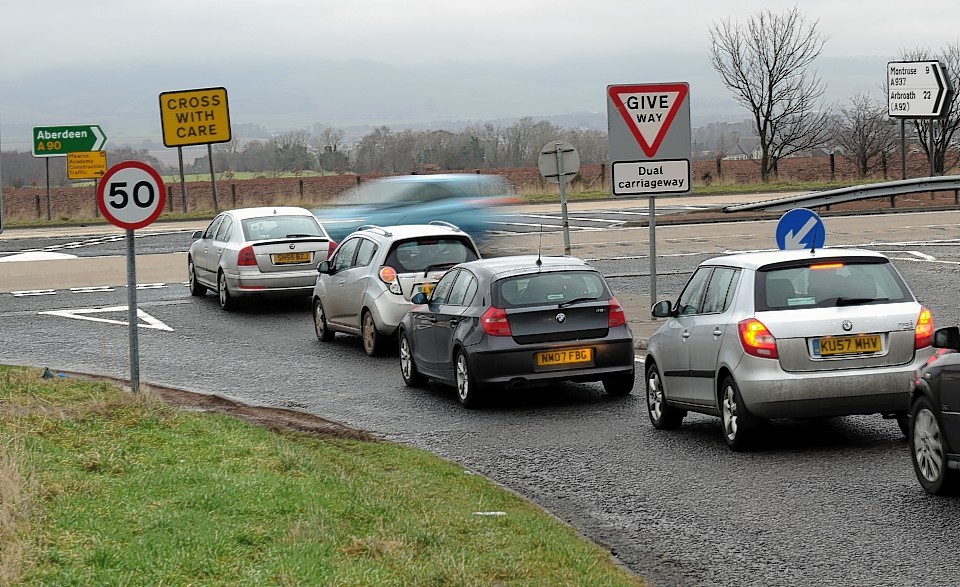 The Laurencekirk/Montrose A937 junction on the A90,