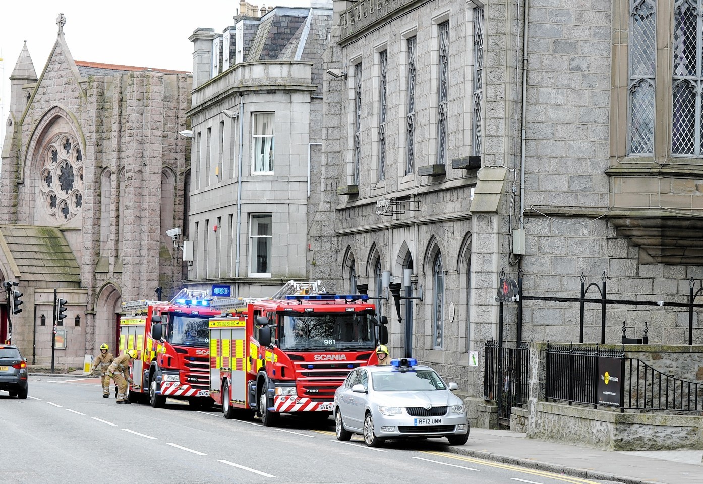 A suspected chemical spill gets the attention of the emergency services. Picture by Colin Rennie