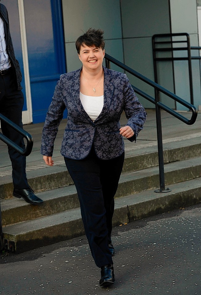 Scottish Conservative leader Ruth Davidson MSP, visiting a polling station in Glasgow West  