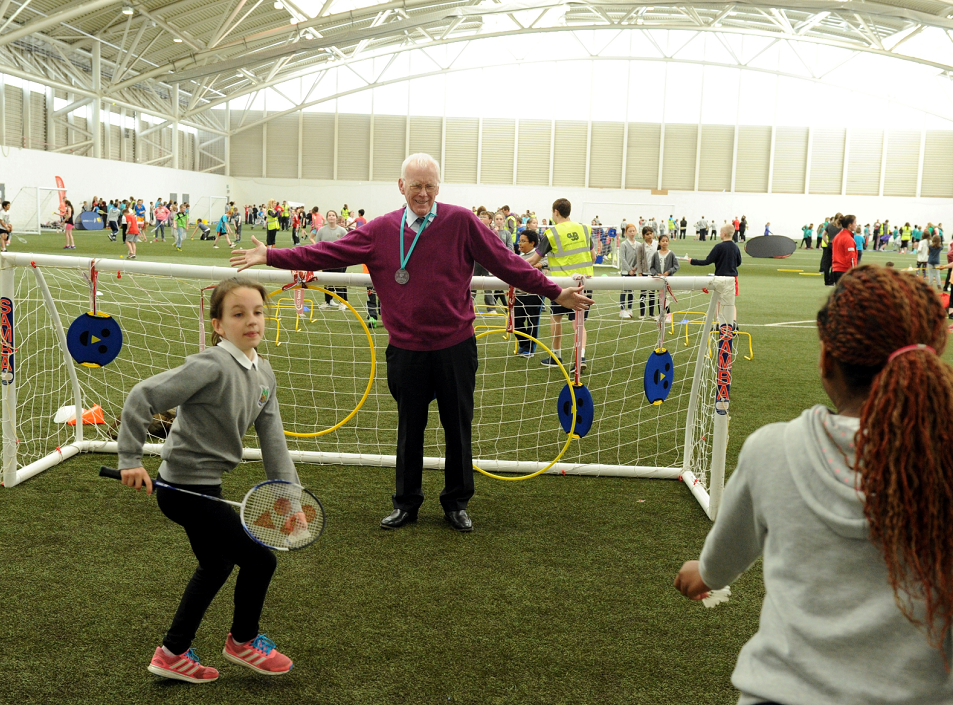 Sir Ian Wood, who donated £10,000 to help kick off the project, joined in the fun and games yesterday.