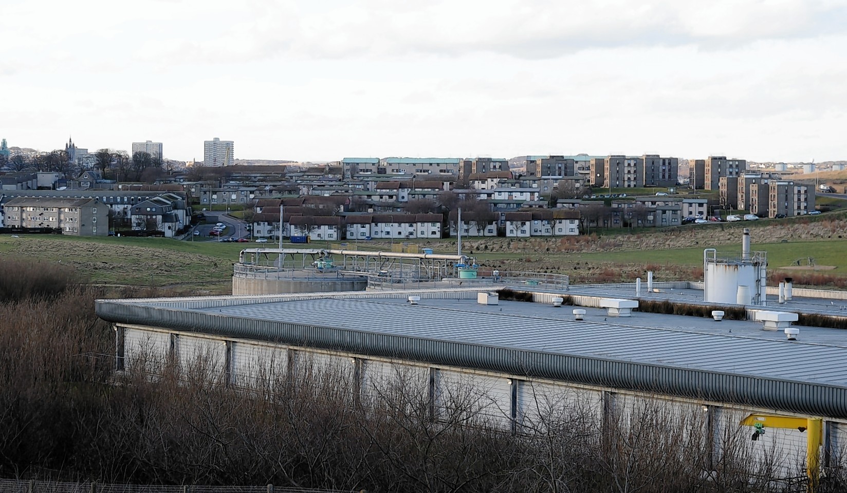 Nigg Waste Water Treatment Plant, Coast Rd, Aberdeen, with Torry in the background