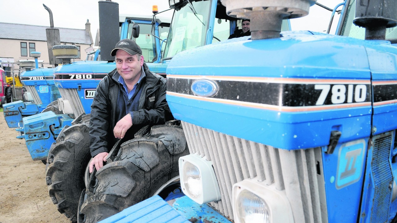 Ian MacDonald of Grange, Keith with his three Ford 7810 tractors on show.