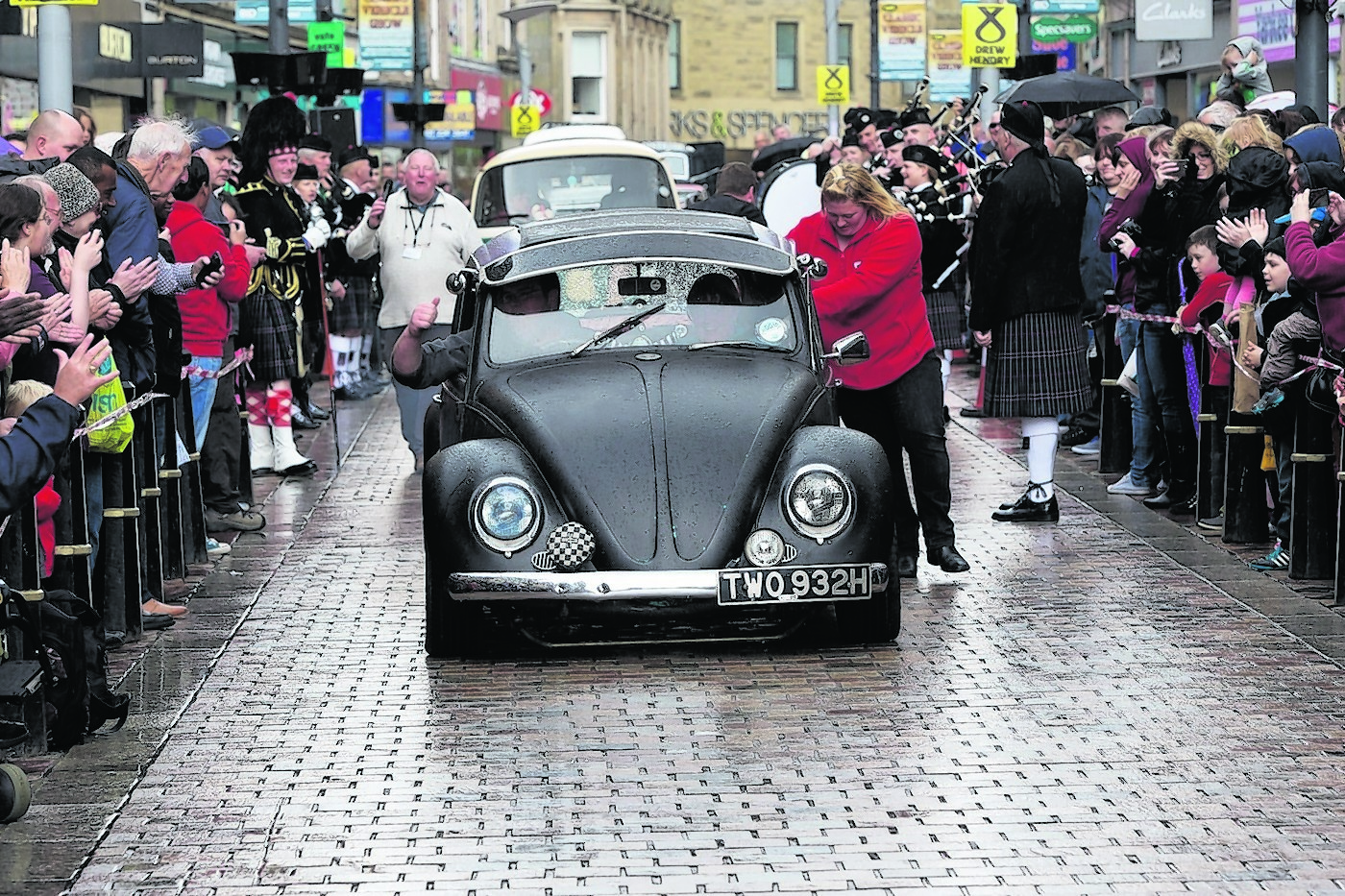 Inverness city centre was the venue for this years classic Vehicle Show took place. One driver almost held up the show but managed to get going after a little push. Picture: Paul Campbell.