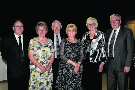 Harry Pittam, Jenny Pittam, Ian Thomson, June Thomson, Margaret Yule and James Yule at Fraserburgh Leisure Centre’s 25th Anniversary Ball