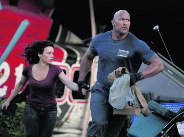 Dwayne Johnson and Carla Gugino run for their lives in San Andreas