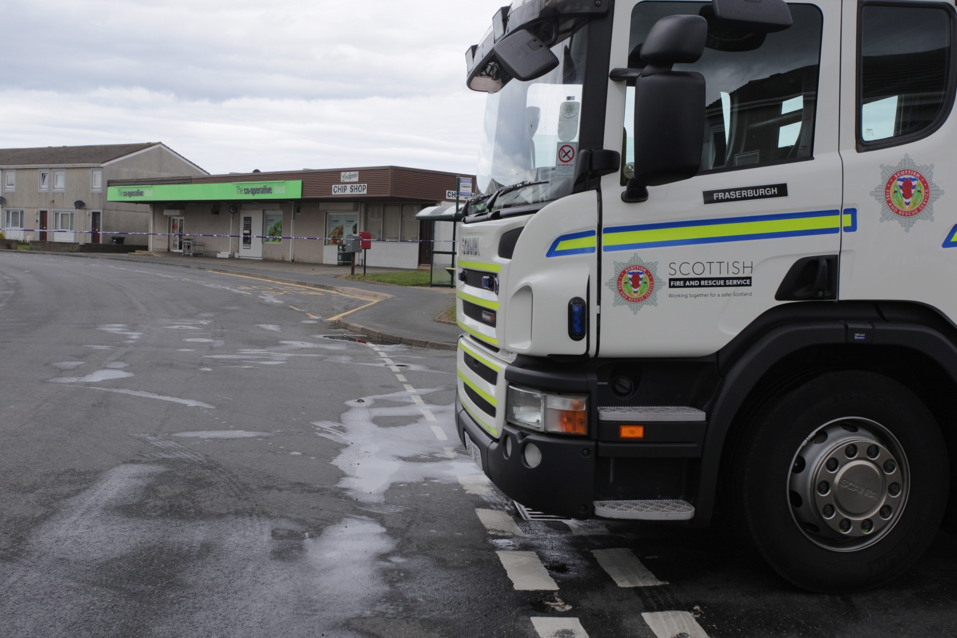 Scene of the incident where a suspicious package found at Fraserburgh Coop