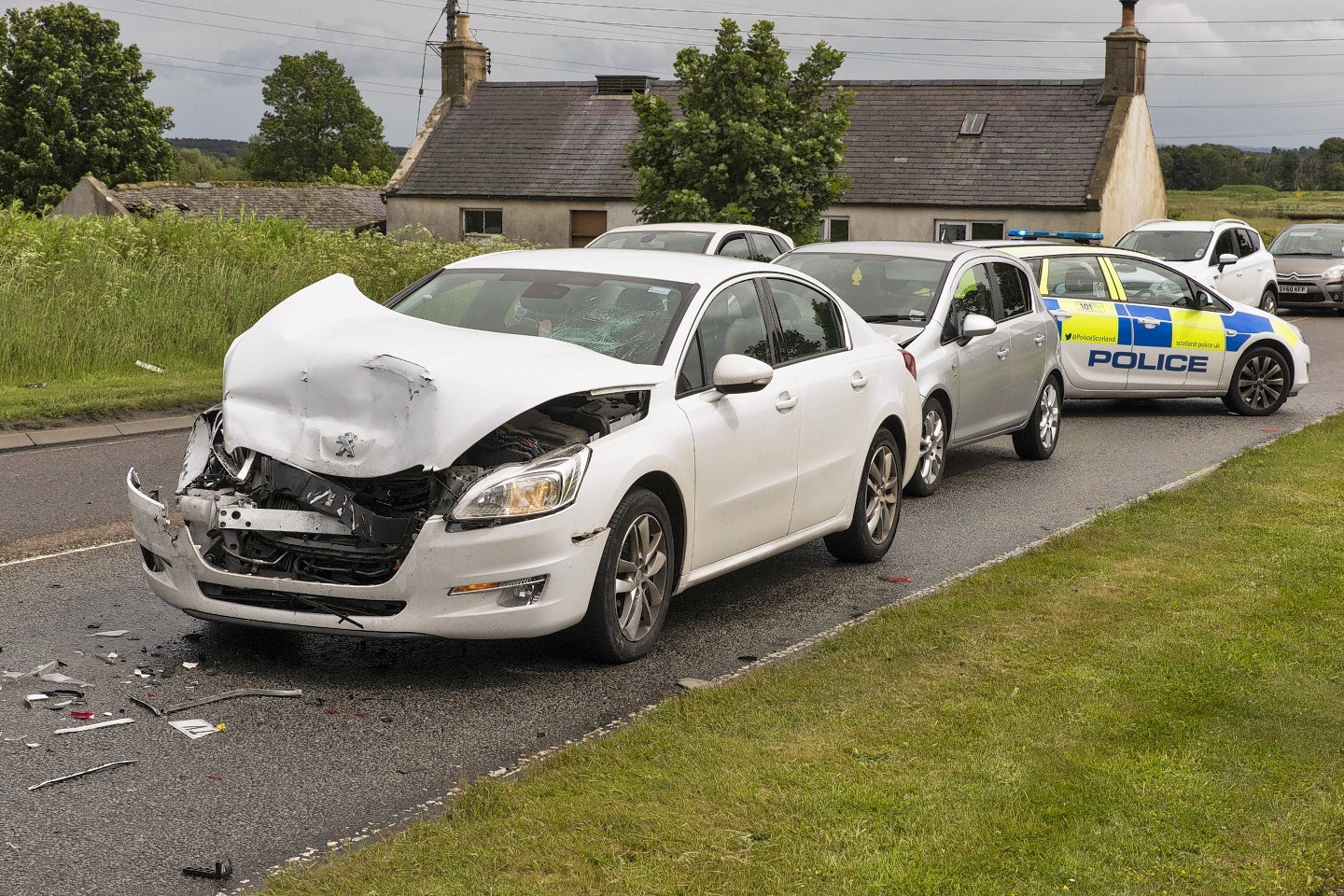 A Peugeot 508 was badly damaged in the crash