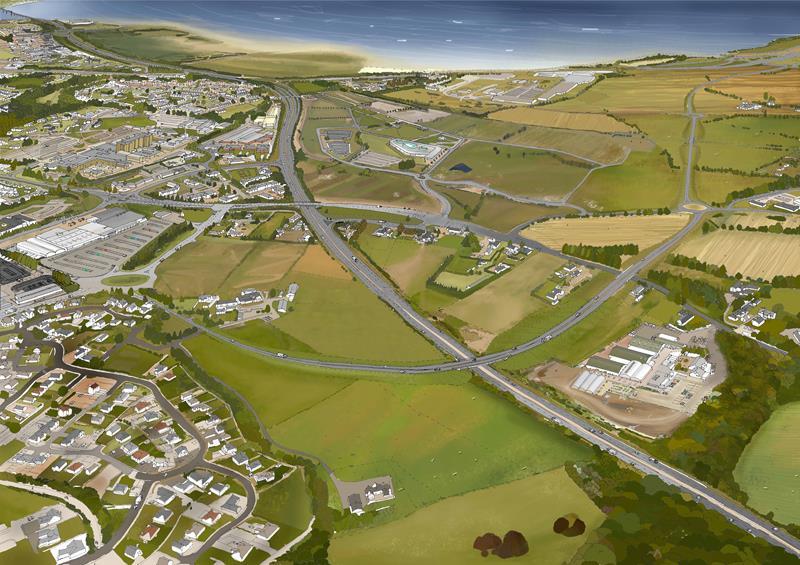 An artist's impression of one of the options for the A9/A96 connection