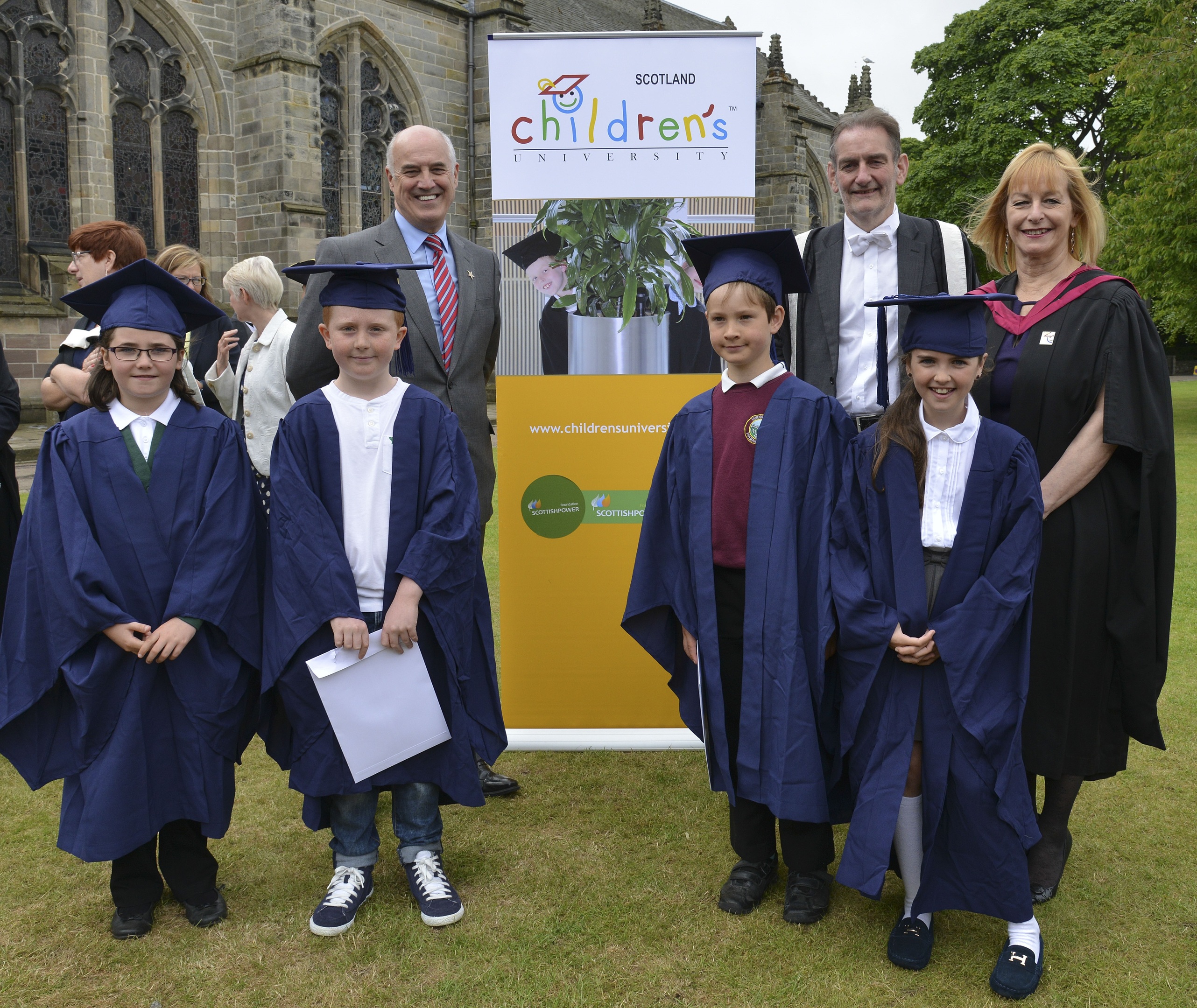 The pupils at the ceremony on Elphinstone Hall
