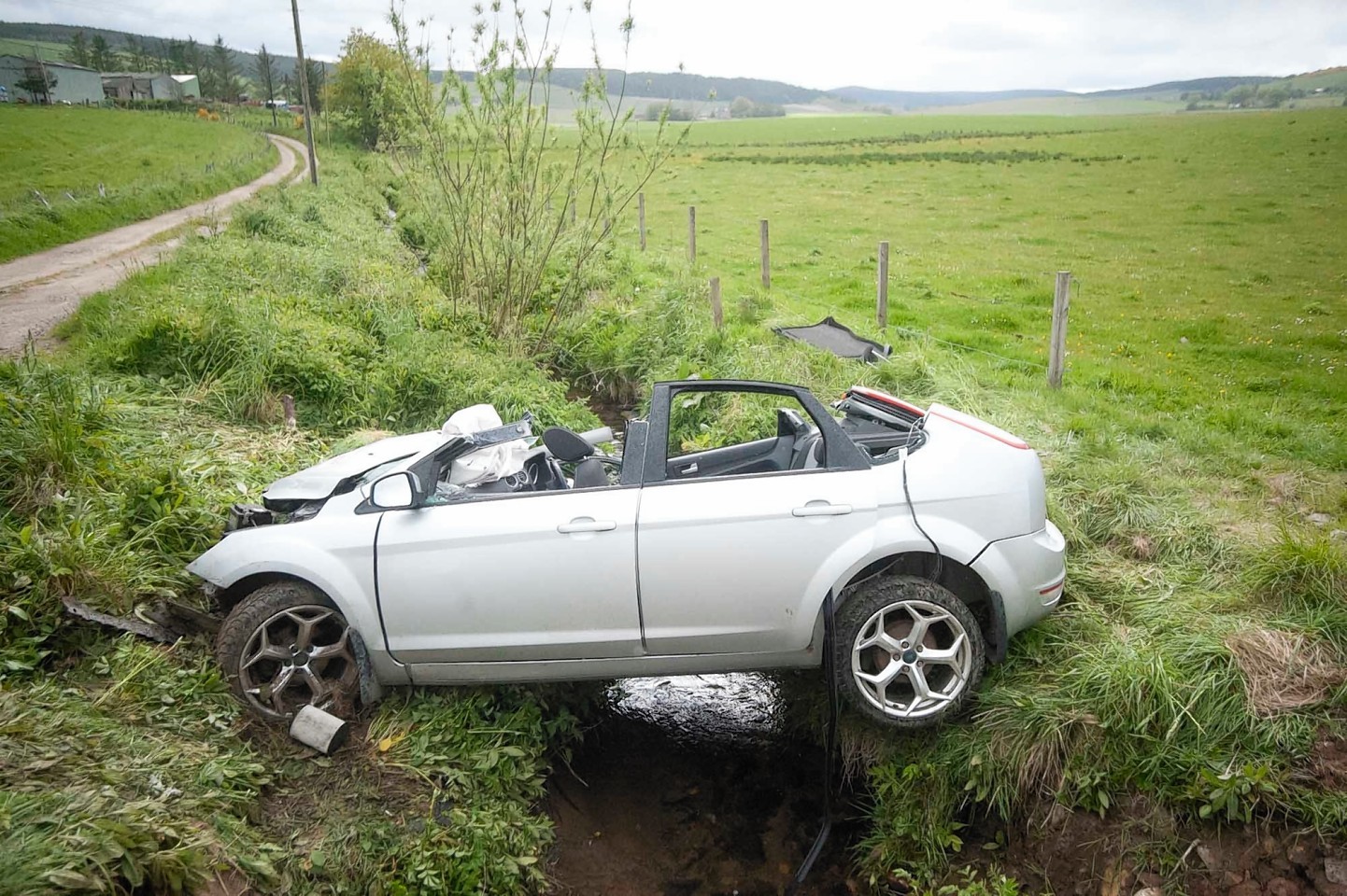 The driver of the car was airlifted to hospital from just south of Alford