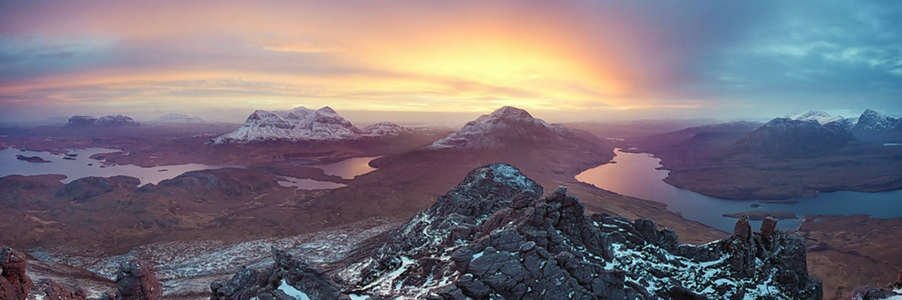 The Assynt mountain range, with Suilven in the background