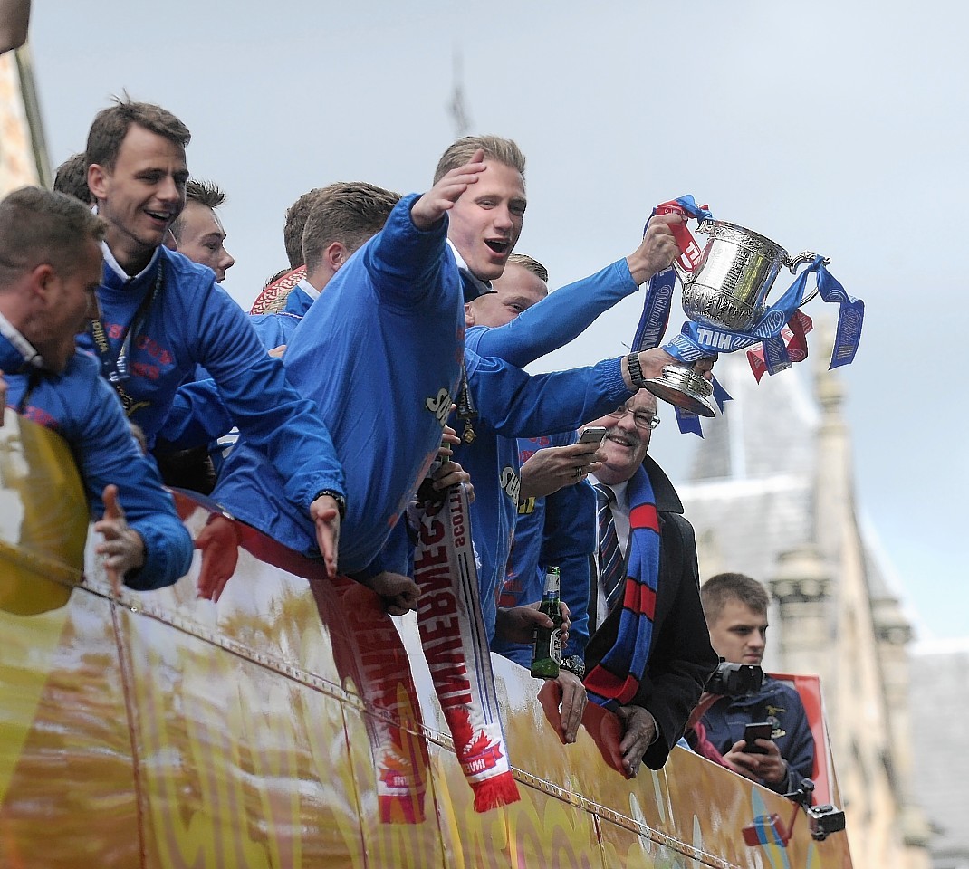 Caley Thistle's cup celebration