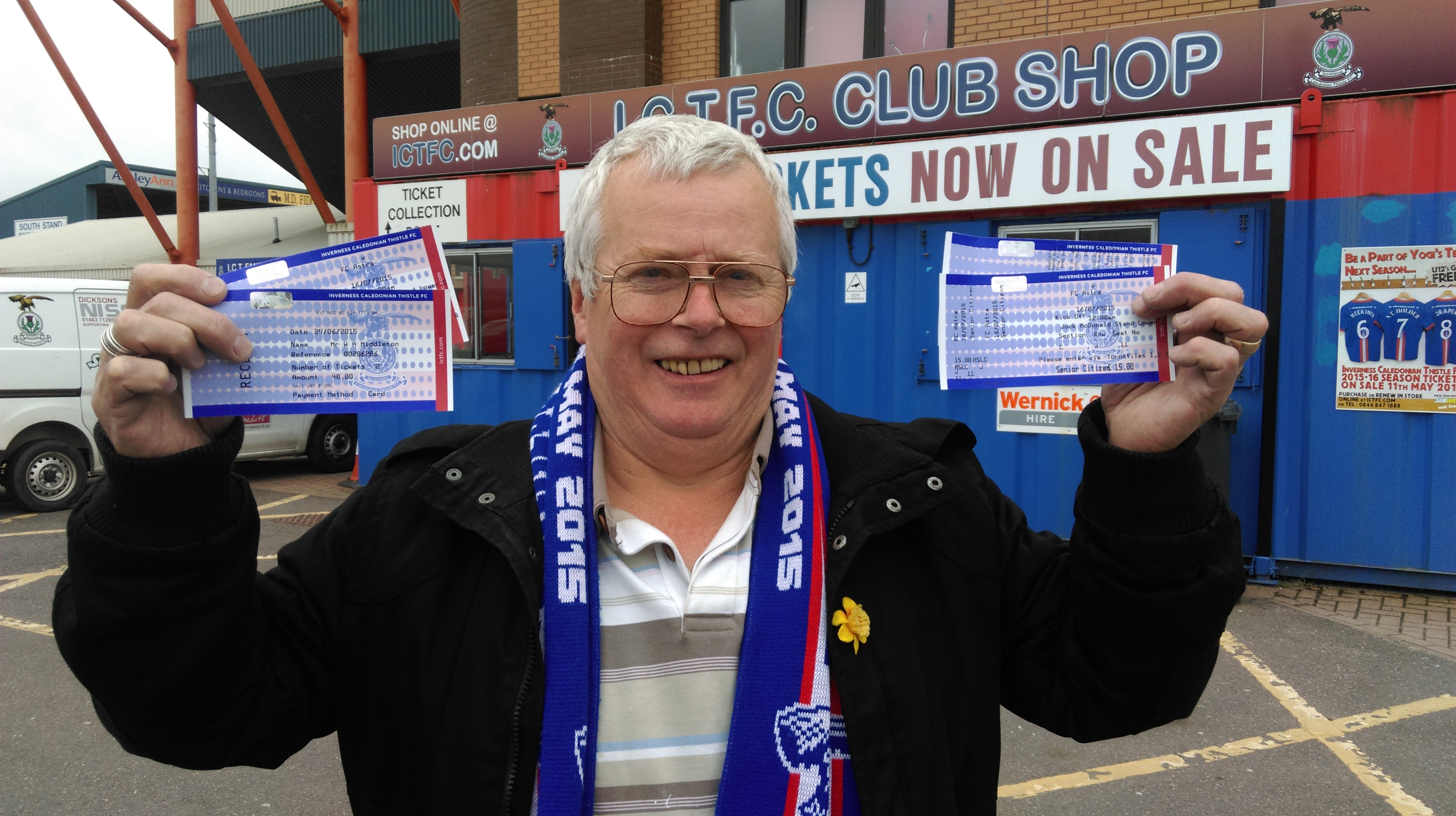 Ally Middleton with his tickets