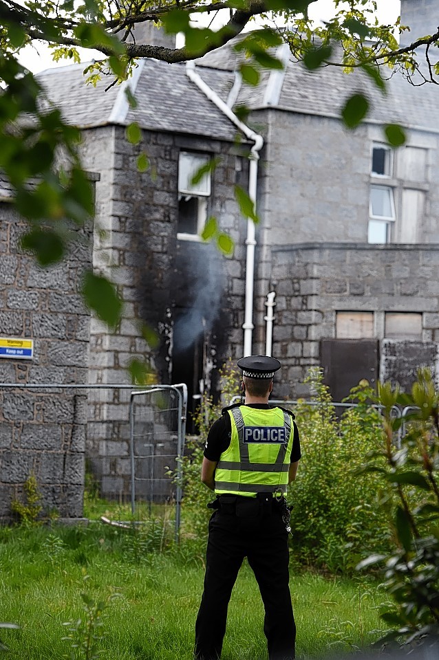A fire in a disused building in the site of Cornhill hospital, Aberdeen.
Picture by JIM IRVINE    8-6-15