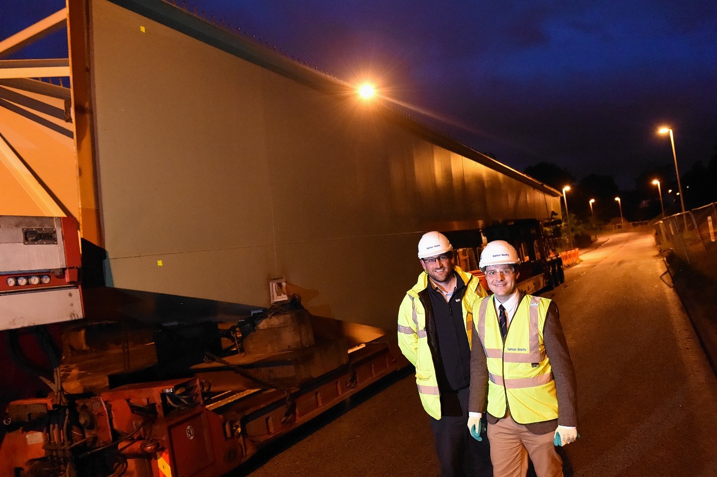 Iain MacPherson, site manager from contractors Balfour Beatty and Cllr Ross Thomson. Picture by Kenny Elrick 