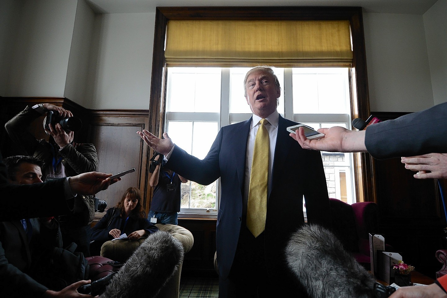 American Billionaire Donald Trump visits his Aberdeenshire Golf Course at Menie to open the new clubhouse