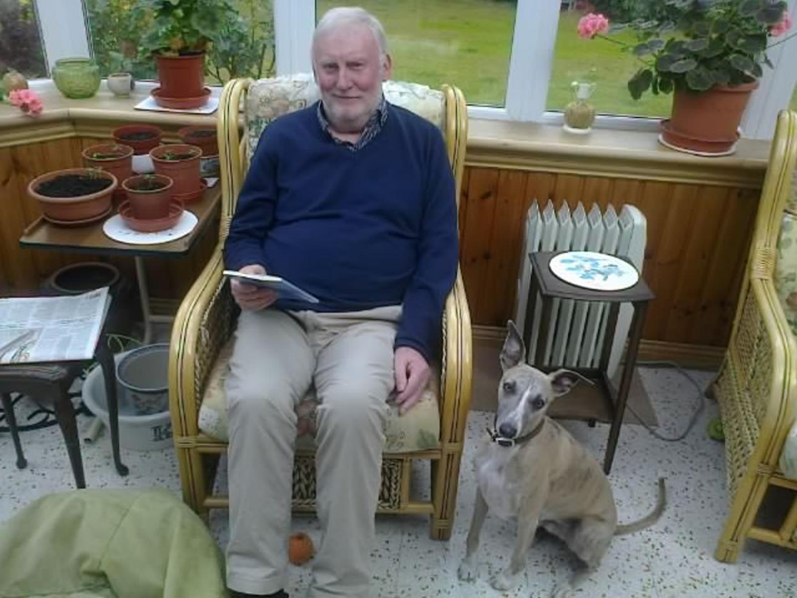 Eric Sinclair and his new whippet, Archie