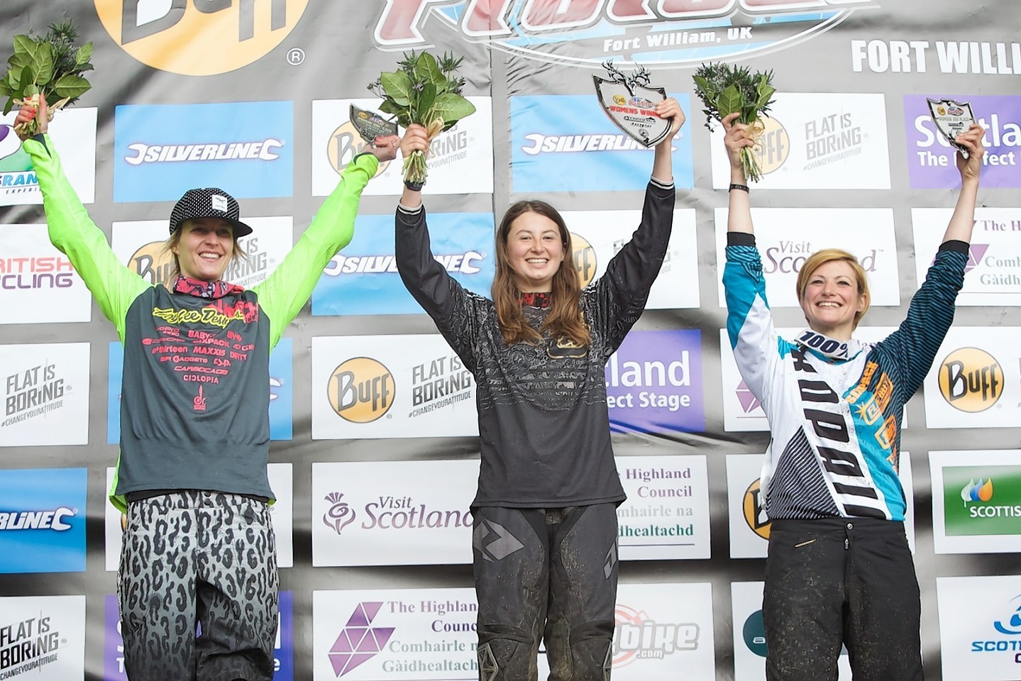 GB's Natasha Bradley (centre) is the winner of the Women's 4X Pro Tour event at Fort William.