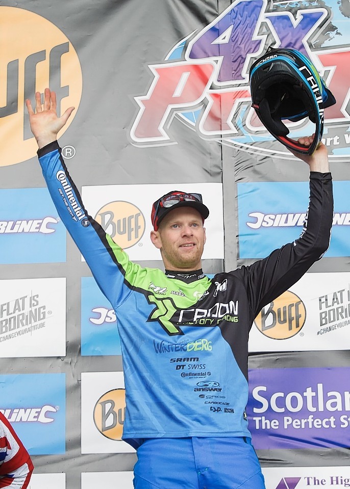 Dutch rider Joost Wichmann is the winner of the Men's 4X Pro Tour event at Fort William