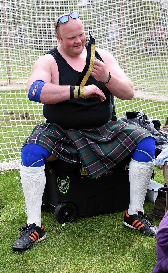 The annual Oldmeldrum sports day at oldmeldrum. In the picture is Craig Sinclair, Banchory, preparing for the shot putt