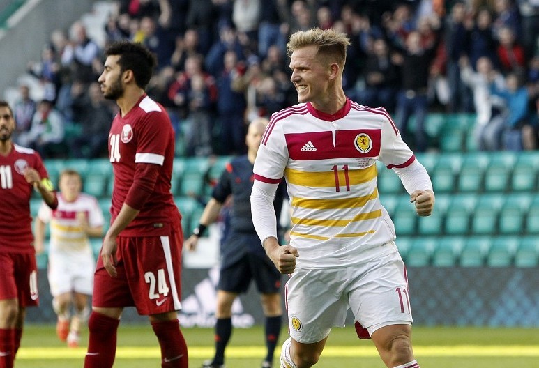 Matt Ritchie celebrates scoring for Scotland against Qatar