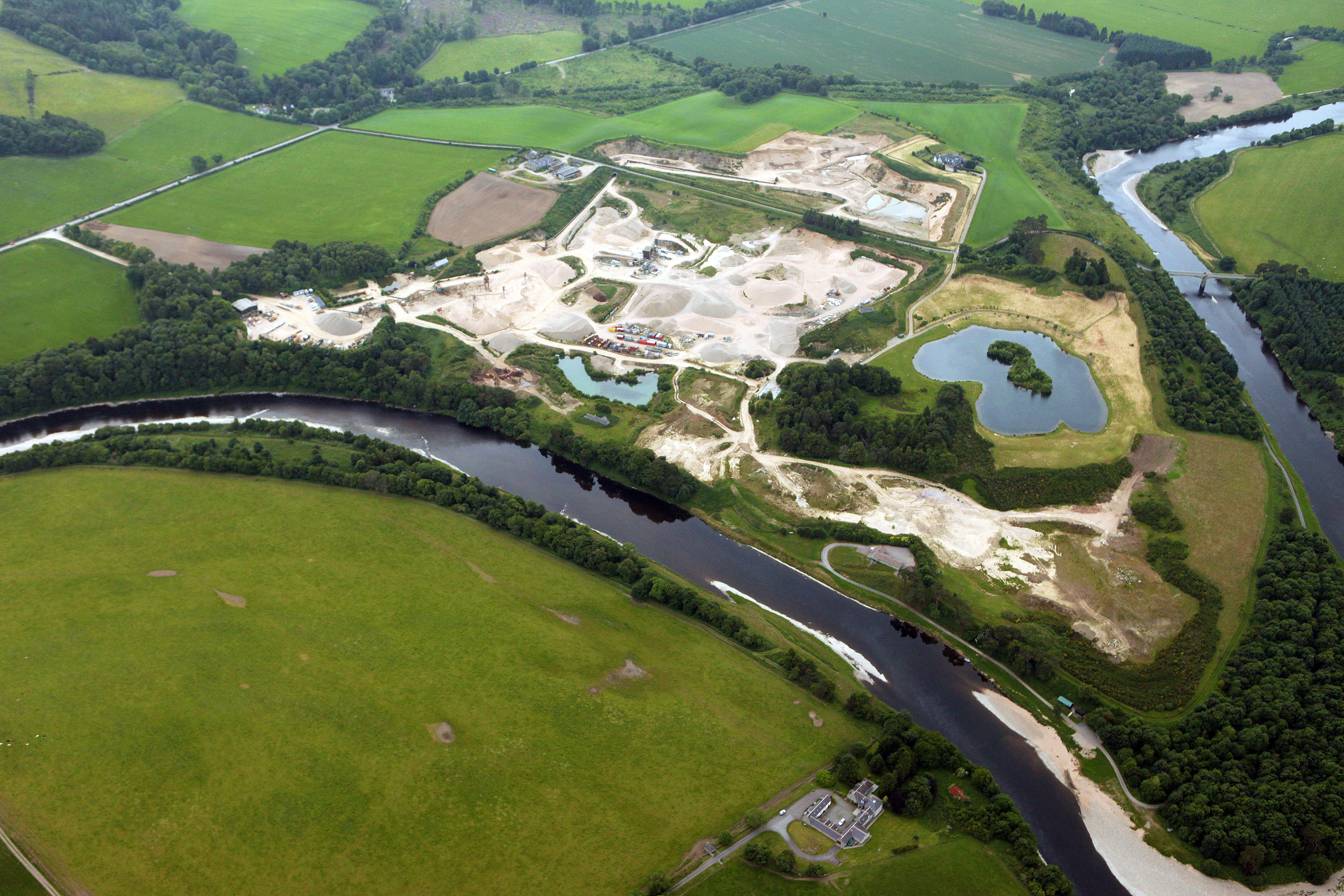 An aerial view of the existing Park Quarry near Drumoak