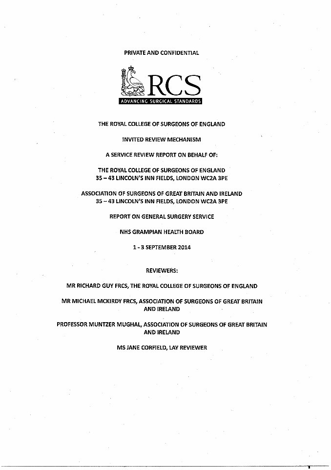 The contents page of the report