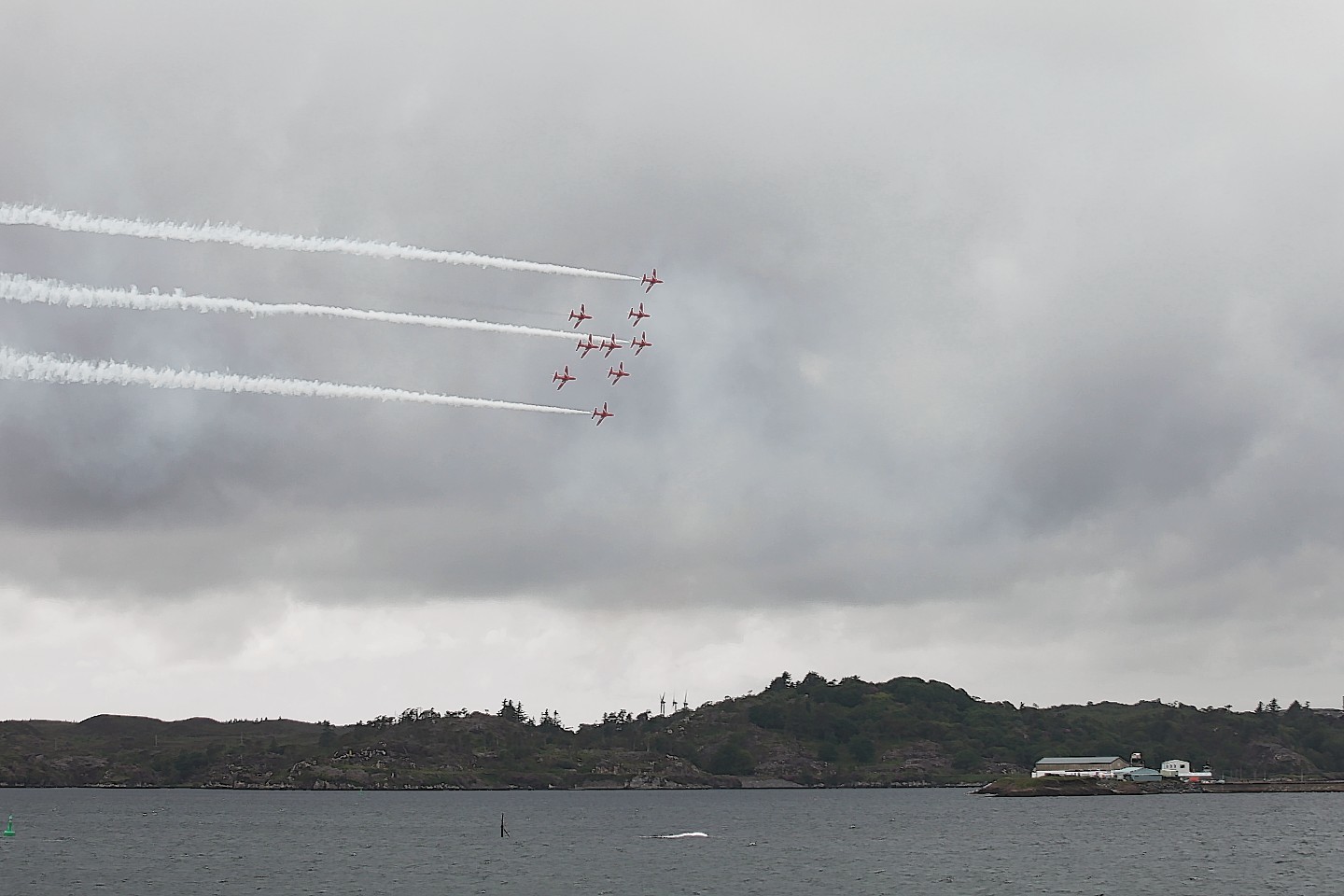 Red Arrows over Stornoway. Credit: Sandy MacIver