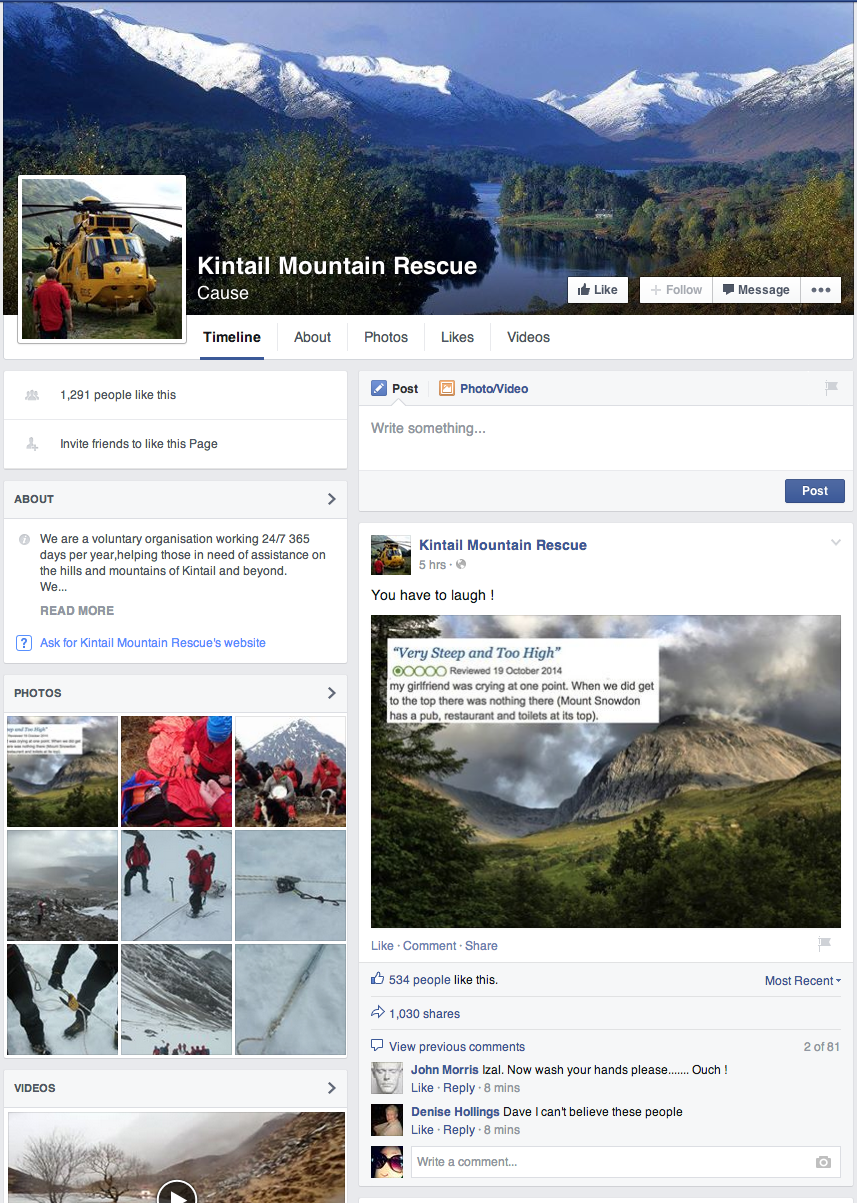 The Kintail Mountain Rescue Facebook page