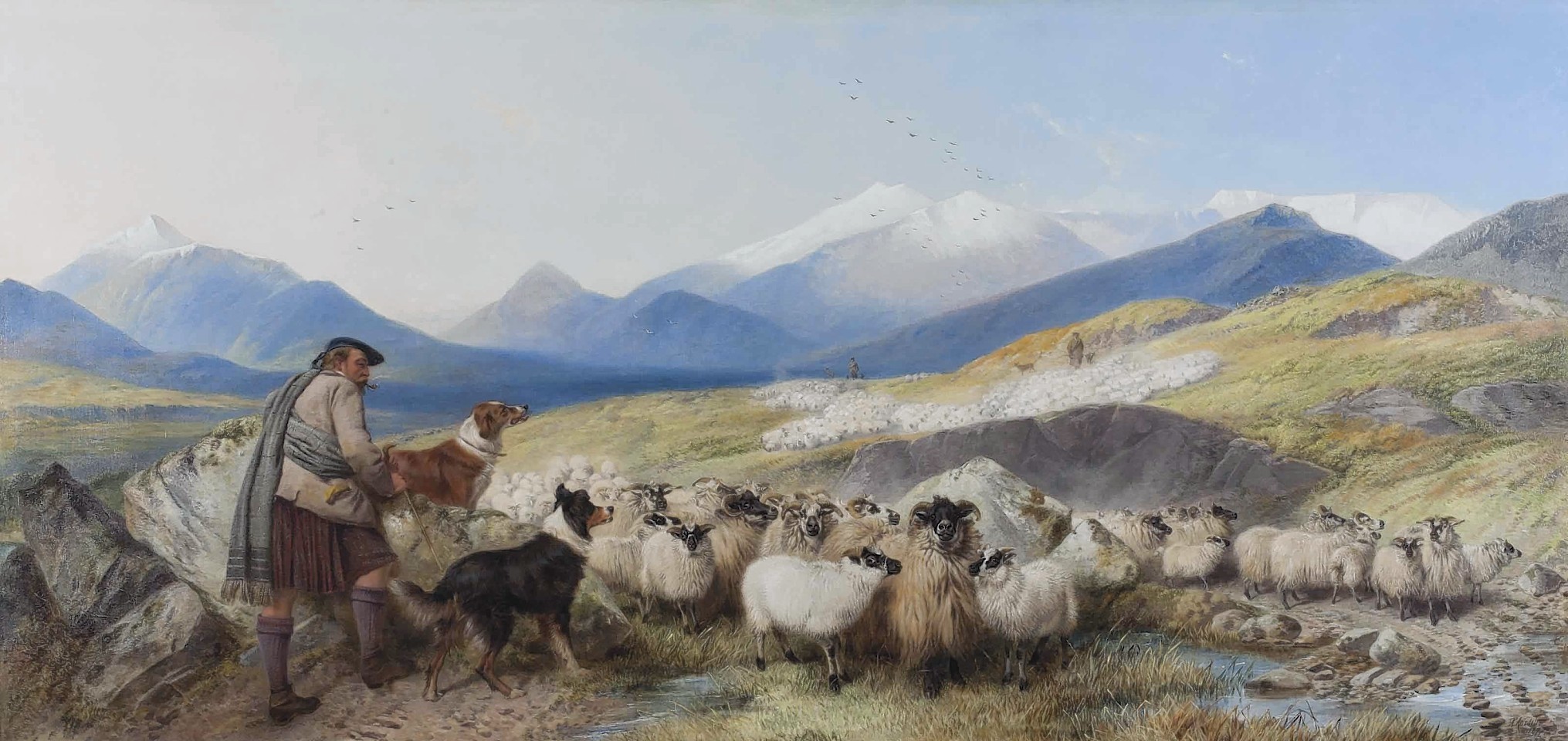 The Sheep Gathering in the Glen painting has gone on the market for £100,000