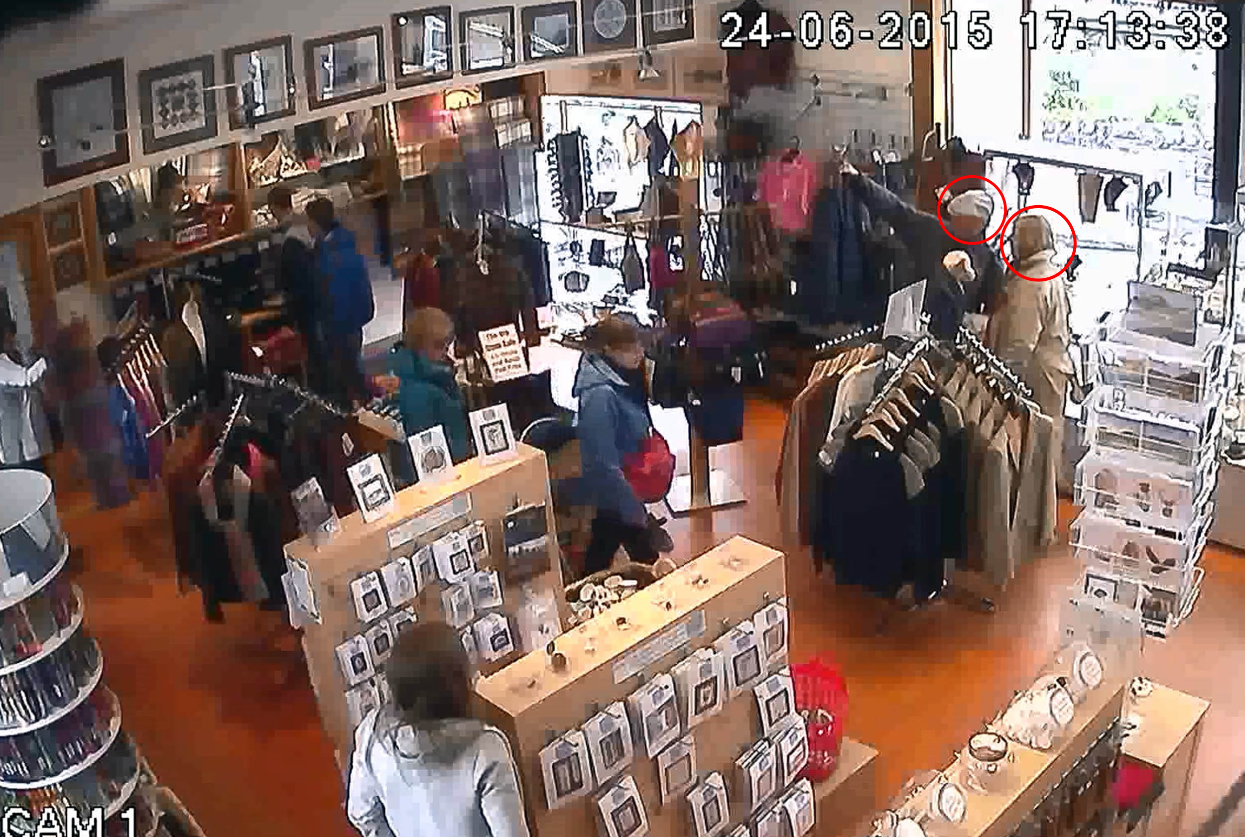 The French couple were filmed on the shop's CCTV  