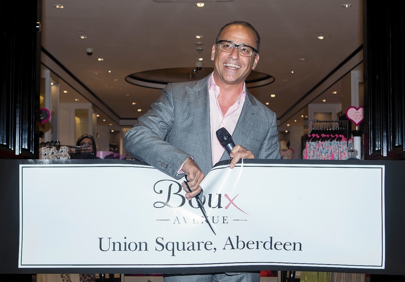 British retail magnate and entrepreneur Theo Paphitis opens his latest Boux Avenue store ...  picture of Theo at his new shop in Union Square, Aberdeen