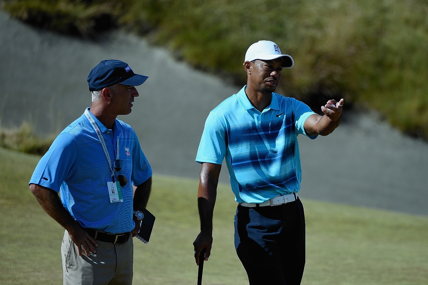 Tiger Woods during a practice round prior to the start of the 115th US Open