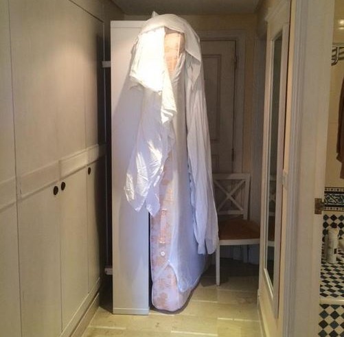 John Yeoman picture of his mattress blocking his hotel room door