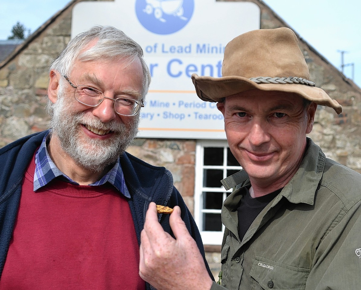 Wanlockhead Museum of Lead Mining Trustee Gerard Godfrey and gold panning expert Leon Kirk 