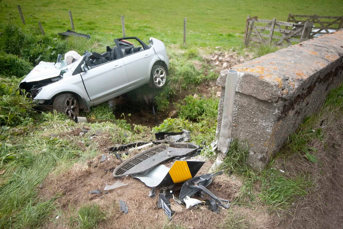 The crash victim was taken to Aberdeen Royal Infirmary by helicopter.