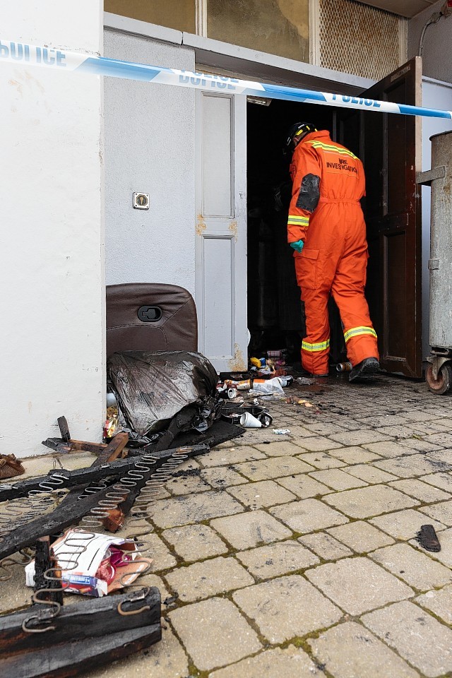 Scottish Fire and Rescue Investigation Team at the aftermath of the fire. 