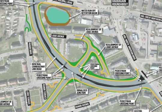 Map of the plans for the Haudagain Roundabout