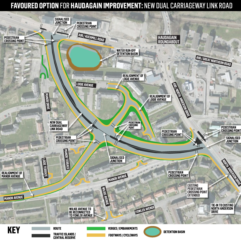 Map of the plans for the Haudagain Roundabout