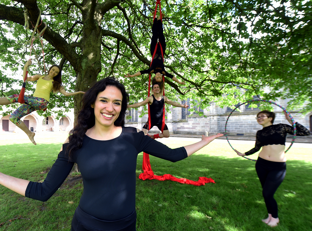 Ritti Soncco and some of her circus students at Aberdeen University
