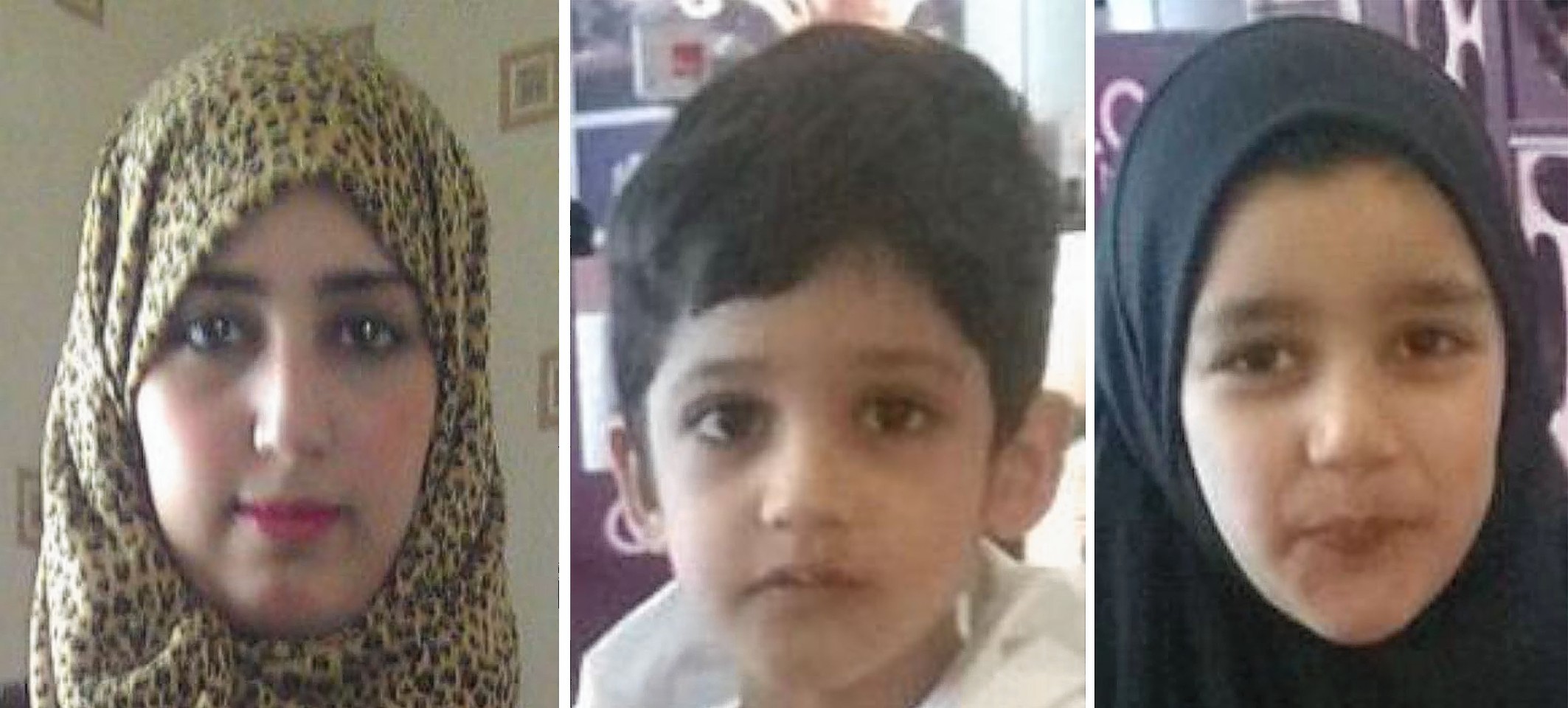 Khadiga Bibi Dawood (left) with her children Muhammad Haseeb (centre) and Maryam Siddiqui (right) who are 12 members of the same family who are feared to have travelled to war-torn Syria