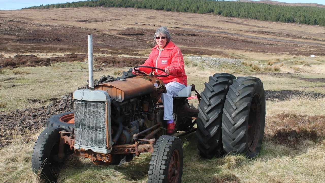 Liz with the madeover tractor. Picture by Liz Crichton