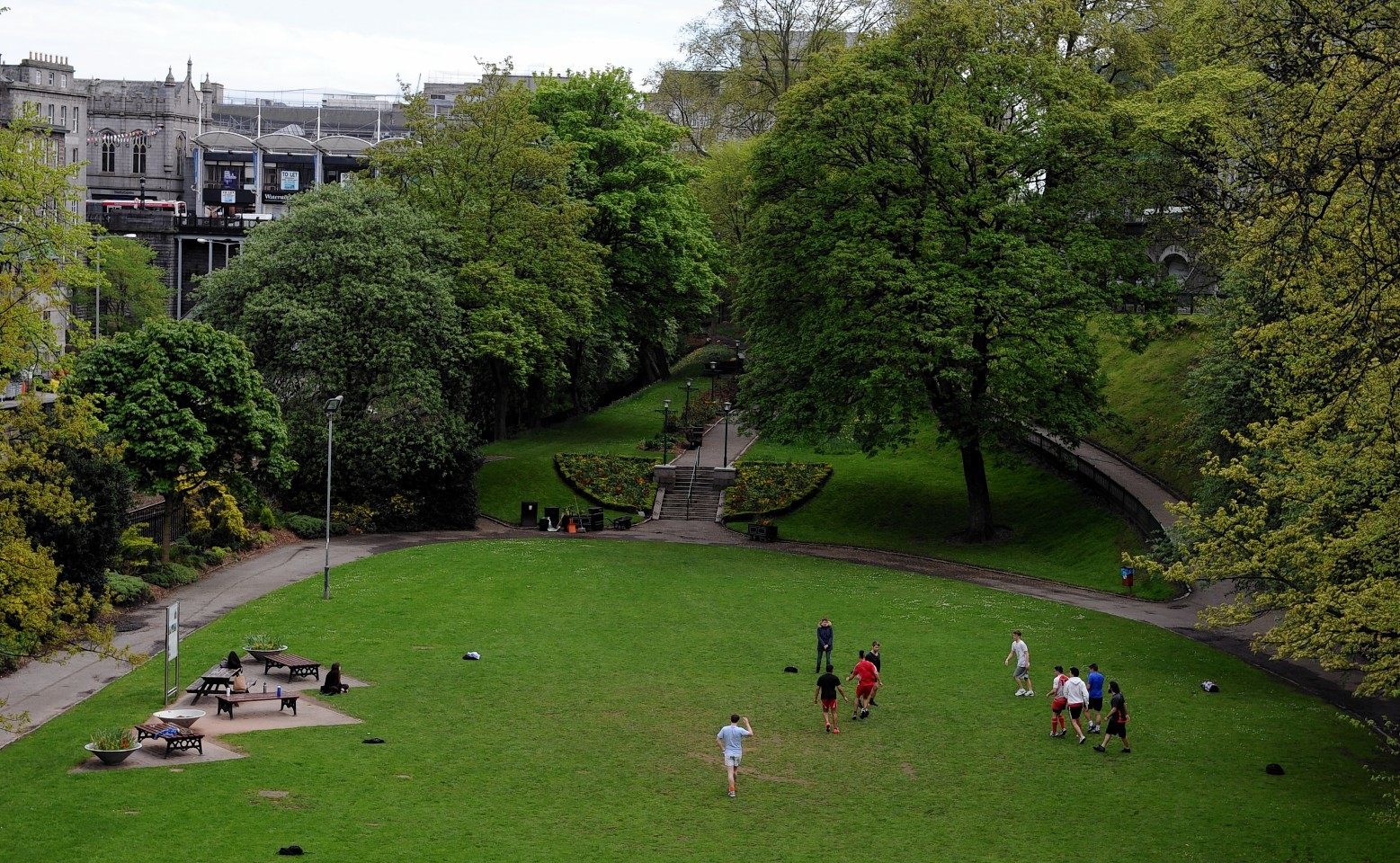 2014: A group playing football in Union Terrace Gardens