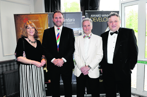 Sarah Innes, Welsh rugby star Scott Quinnell, Howard Roper and Niall MacLeod at the 18th annual Wooden Spoon rugby charity dinner