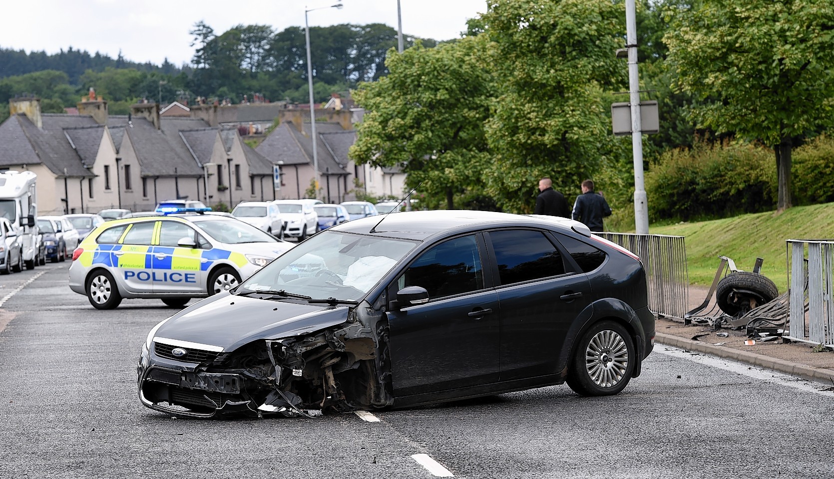 Police at the crash in Bucksburn