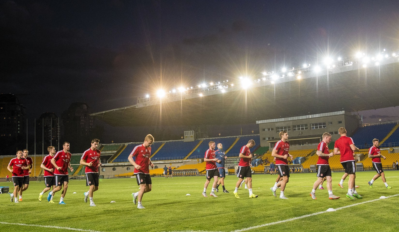 The Dons train in Central Stadium, Kazakhstan