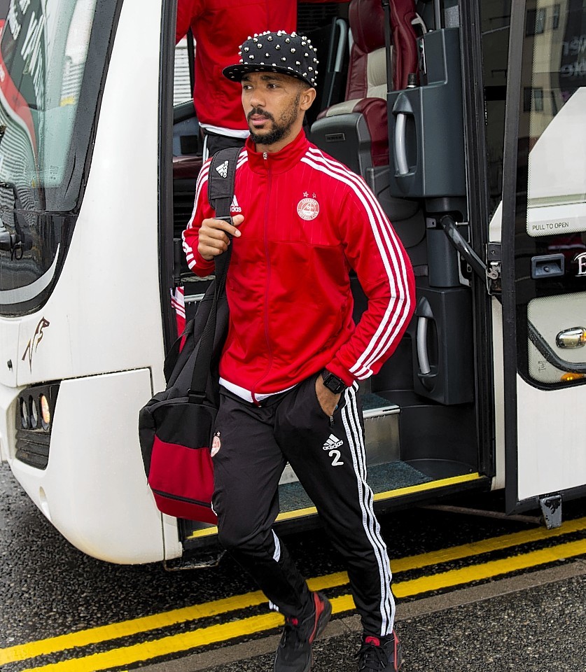 Aberdeen's Shay Logan prepares to leave for Croatia for his side's meeting with HNK Rijeka
